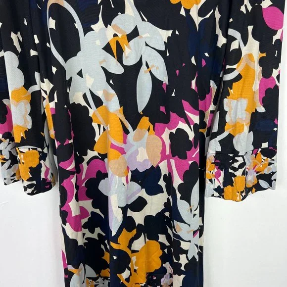 Diane Von Furstenberg 3/4 Sleeve Floral Silk Boatneck Shift Dress Size 10 D1365 - Picture 10 of 12
